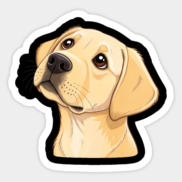 Curious Yellow Labrador Puppy – Cute Dog Face with Big Eyes and Minimalist Style Sticker by IamActiveDog
